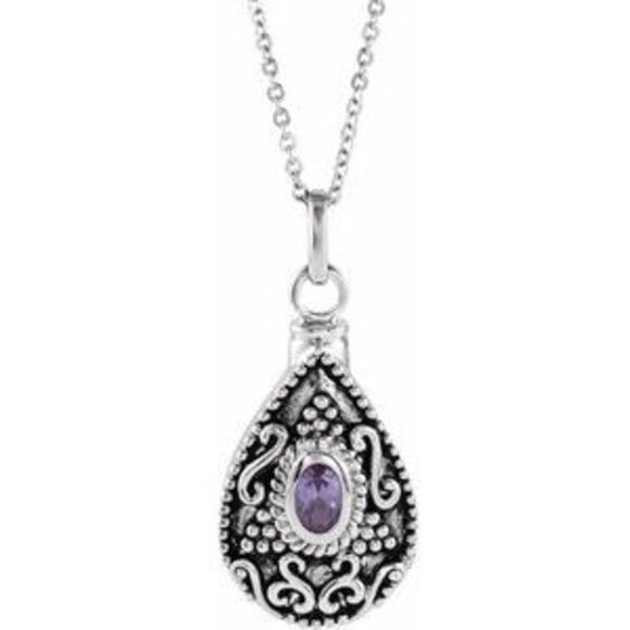 Kazi Luxury Sterling Silver 6x4 mm Oval June Birthstone Ash Holder 18